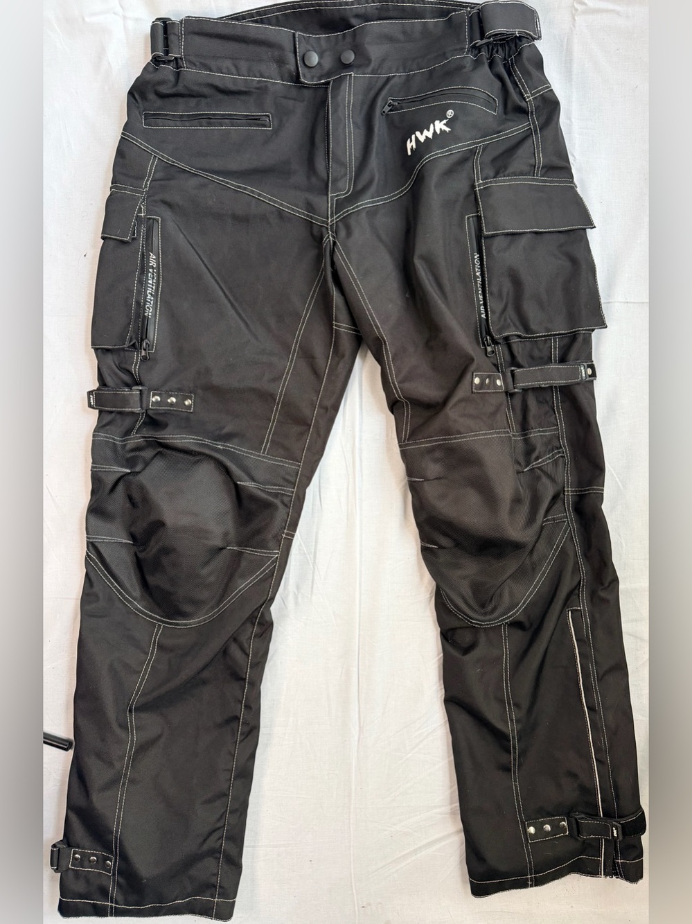 HWK Armored Motorcycle Riding Pants XXL Black Textile Moto Touring Pants